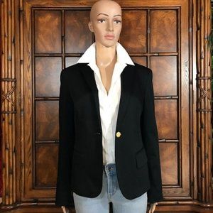 Jones New York Black Stretch Cotton Sateen Blazer